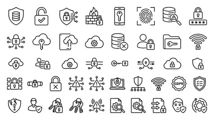Cyber Security Icon Set Digital Protection Privacy and Network Security © Nana