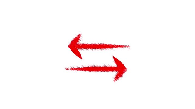 Hand drawn red arrow pointing left with a parallel line underneath on a plain white background