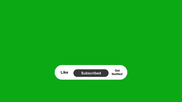 Digital social media interface button with mouse cursor clicking subscribe on green screen