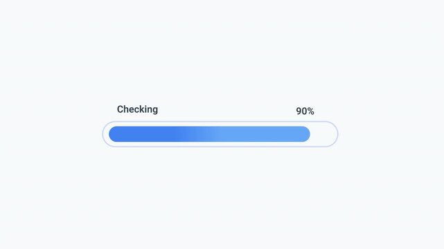 Animated progress bar displaying file checking status and completion percentage on a minimal interface. Ideal for file verification, data validation, system diagnostics, software maintenance, and tech
