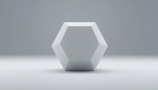 White pentagonal prism figure emphasizing geometric symmetry