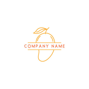 Minimalist Mango Fruit Line Art Logo Vector Illustration