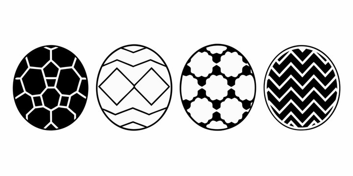 Four Football Soccer Ball Designs Black And White Vector Illustration