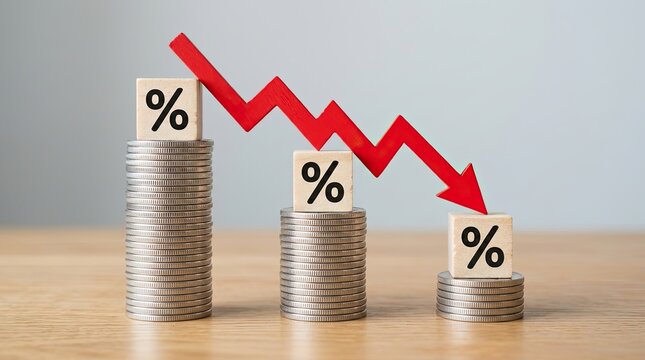 Financial Crisis Concept - Declining Stock Market and Percentage Decrease.