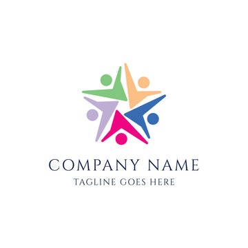 Colorful Star Human Community Logo Vector Template