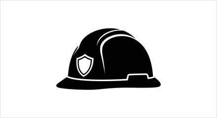 Fototapeta premium Black Hard Hat Safety Helmet Icon Vector.