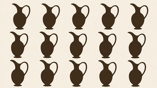 flagons. Dark brown elliptical silhouettes of flagons with spouts on light background. bar promotions, beverage menus, designed for product packaging and bar promotions, used by video editors.