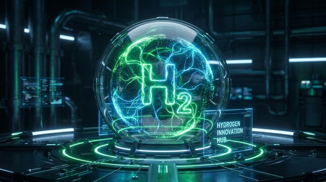Futuristic Earth globe in high-tech digital lab