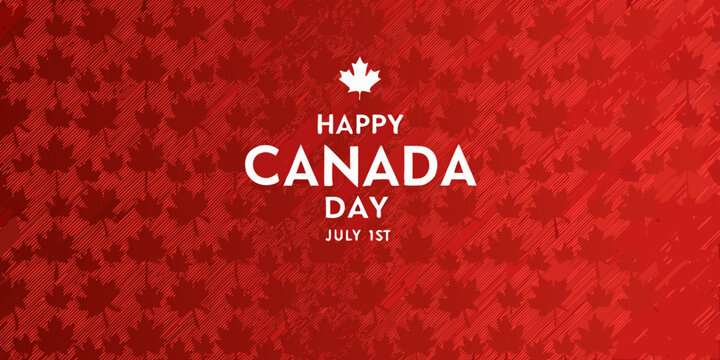 Maple leaf pattern with canada day greeting red and white design