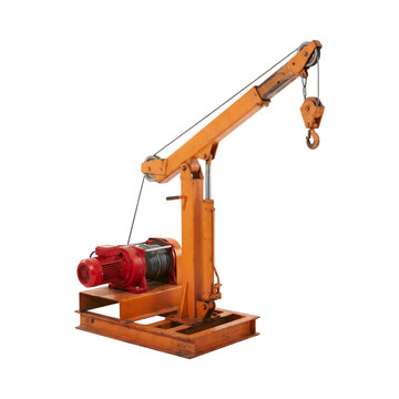 Small orange crane isolated on transparent background