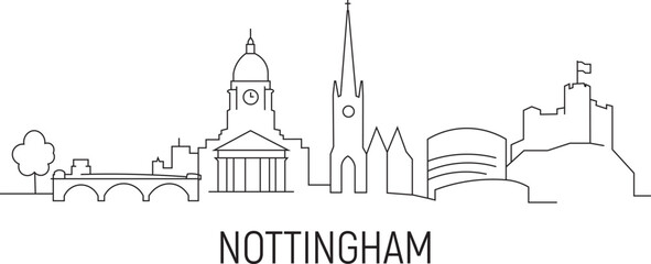 Fototapeta premium Simple line art of Nottingham's skyline