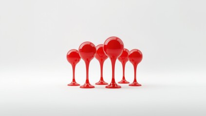 Fototapeta premium Red jelly blobs standing alone on an unblemished white background