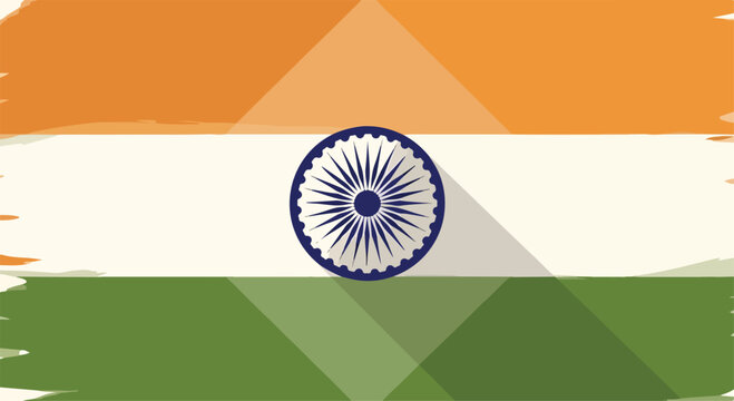 A stylized Indian flag with vibrant colors and geometric patterns