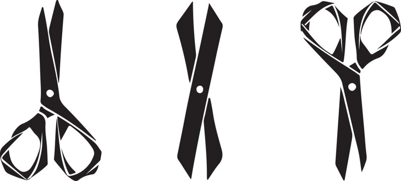 Black pair of scissors in open and closed vector style Vector