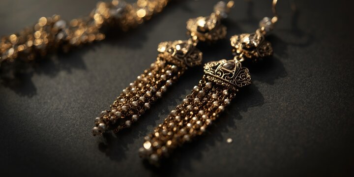 Elegant retro decorative jewelry featuring long dangling bead earrings