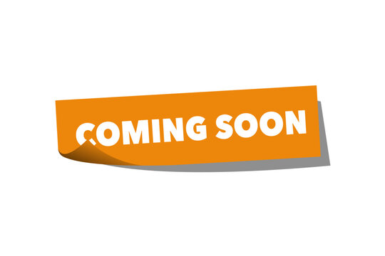 Orange Coming soon banner simple flat modern with curled corner