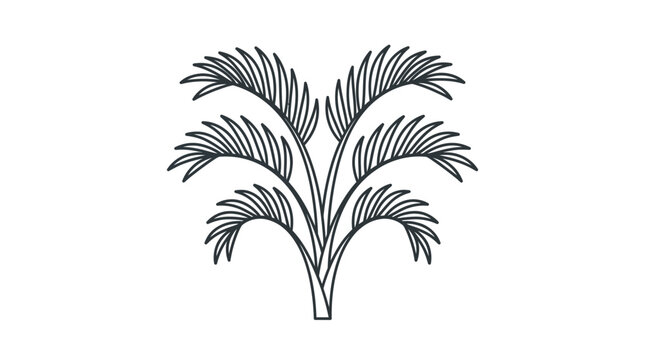Tropical palm fronds foliage cluster line art illustration.