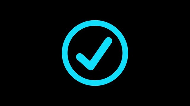 Right Check Mark Icon Animation on black Background. Tick Mark Icon Animation. Check Mark, Tick, Yes, OK Symbol Animation. approved tick mark icon