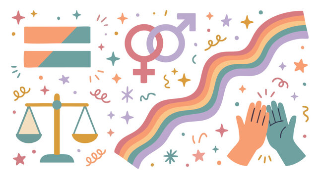 LGBTQ Pride and Equality Symbols Illustration.