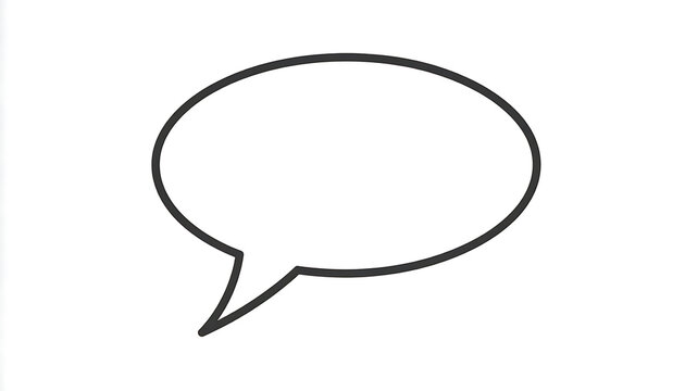 Isolated speech bubble outline on a white background, communication symbol, blank message space for text or design elements.