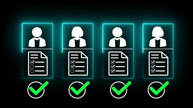 Digital checklist and approval workflow showing business document validation and task tracking system for decision making, process optimization. Approval workflow and business process management BPM.