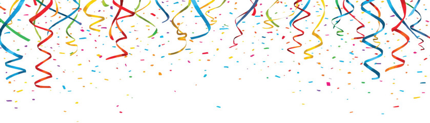 Fototapeta premium Bright rainbow streamers flowing across the canvas, energetic line art, festival celebration concept