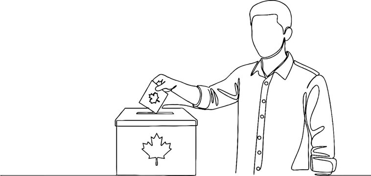 Person casting ballot into voting box illustration.