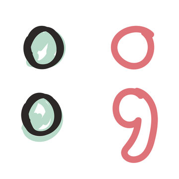 Colon, semicolon png doodle typography