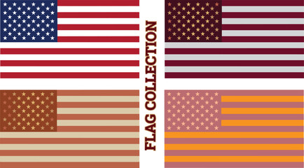 Fototapeta premium American flag alternative color variation collection and textAmerican flag alternative color variation collection and text