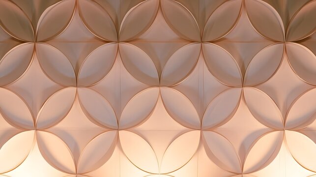 Abstract geometric pattern background with warm flowing curves and soft shadows creating a peaceful and elegant interior design