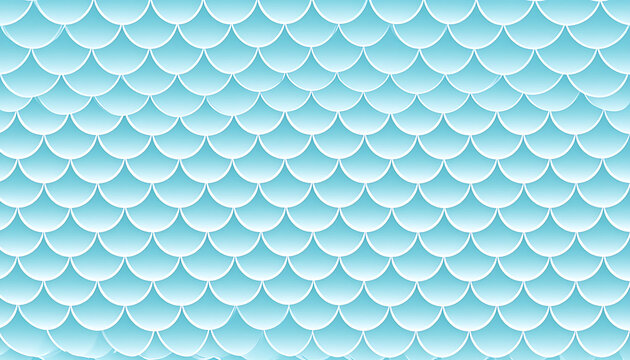 Repeating pattern of light blue and white fish scales, abstract scale texture, aquatic background
