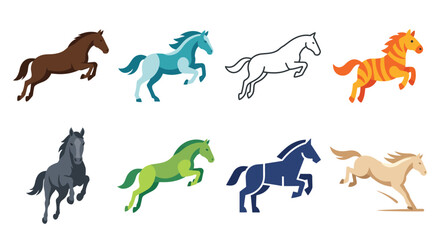 Fototapeta premium Horse Illustrations In Various Colors And Styles Vector Graphic