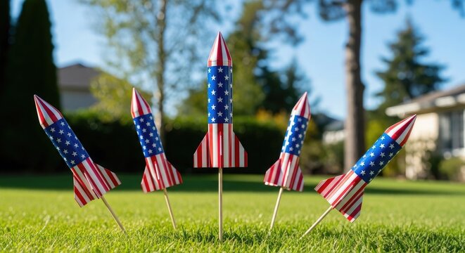Happy independence day usa rockets soar high