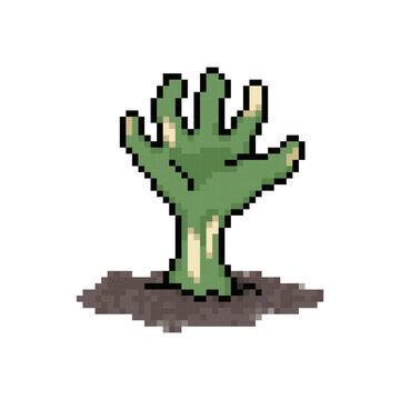 zombie hand raising up from grave pixel art
