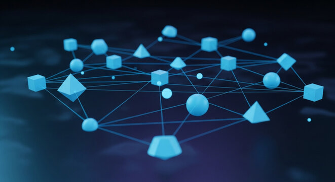 Futuristic digital network representing abstract data architecture and global communication linkage