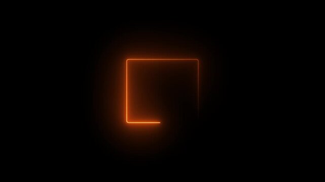 Abstract neon rectangle frame animation. Abstract glowing neon light rectangle border frame animation, Futuristic light effect isolated on black Background