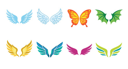 Butterfly And Wing Collection Colorful Vector Illustration On White Background © Tanmoy