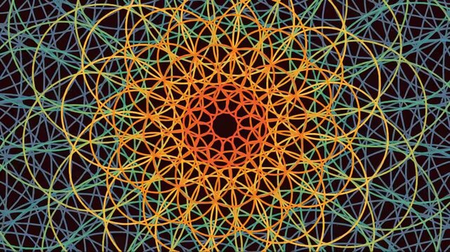 Colorful geometric abstract pattern with intricate symmetrical design