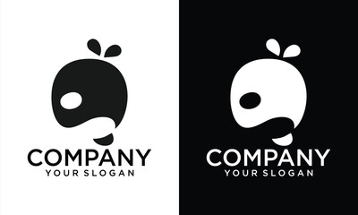 Cute modern minimalist whale logo template with water blowhole spout for marine life, aquatic brand, kids apparel, eco-friendly business, ocean conservation, or seafood restaurant.