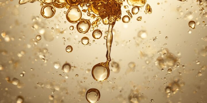 Macro shot of oil bubbles illustrating fat concept in cooking