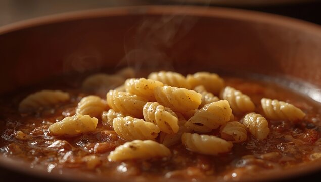 Pearl-shaped Sardinian pasta Fregola Sarda cooked in authentic style