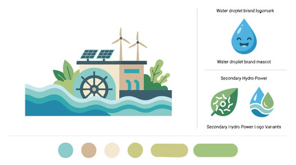 Naklejka premium Sustainable energy generation from water and wind power.