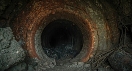 Fototapeta premium Rusty entrance to an abandoned gold mining tunnel