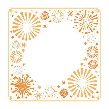 Orange firework and star border design