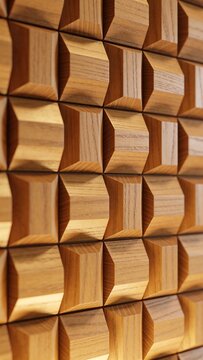 Generative AI rendering of a geometric wooden 3D wall panel design