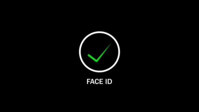 Face I D biometric authentication security unlock circle green checkmark modern technology interface