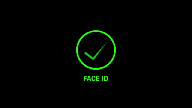 Biometric Security Face I D Recognition Technology Futuristic Digital Authentication System Green Neon Circle