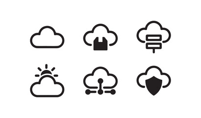 Fototapeta premium Cloud technology and data storage icons for digital services and networks.