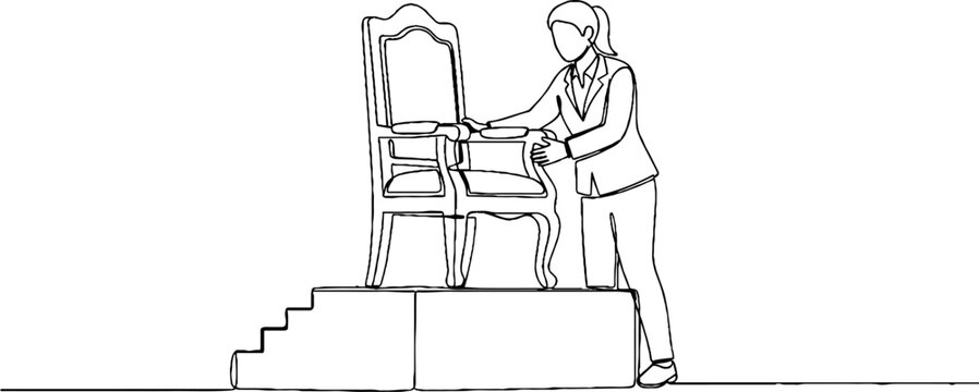 Person carefully lifting a wooden chair upstairs.