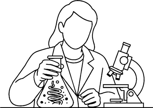 Female scientist examining DNA sample in laboratory.